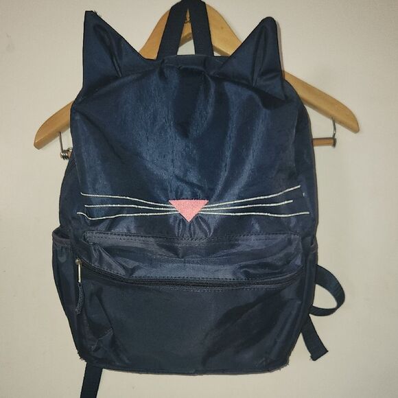 Cat Ear Navy Blue Laptop Backpack - Picture 1 of 3
